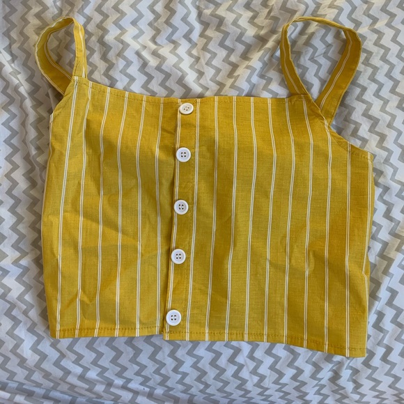 yellow button up tank top - Picture 1 of 2